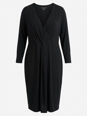 Ava & Viv Black Wrap-Front Long Sleeve Dress